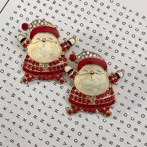 Festive Santa Earrings in Red and Gold